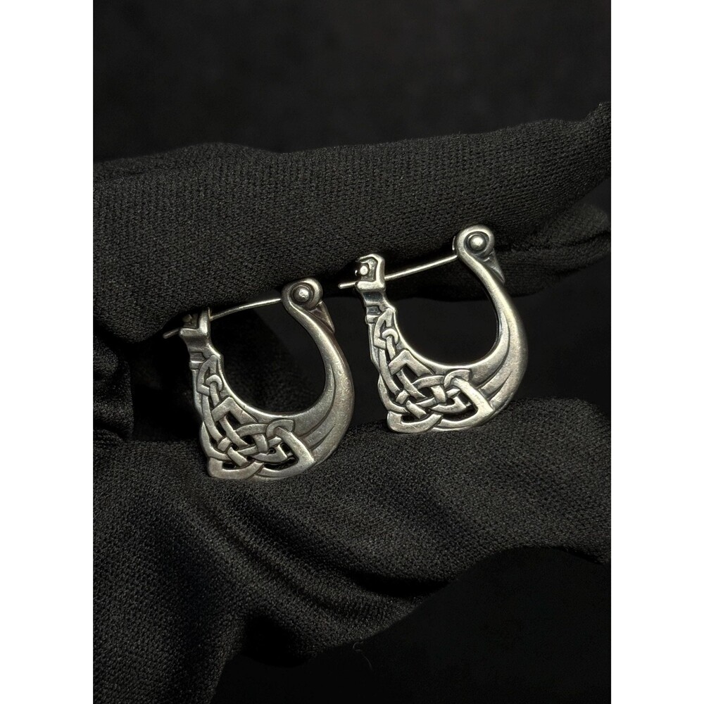 Nordic Swan Sterling Silver Celtic Knot Hoop Earrings